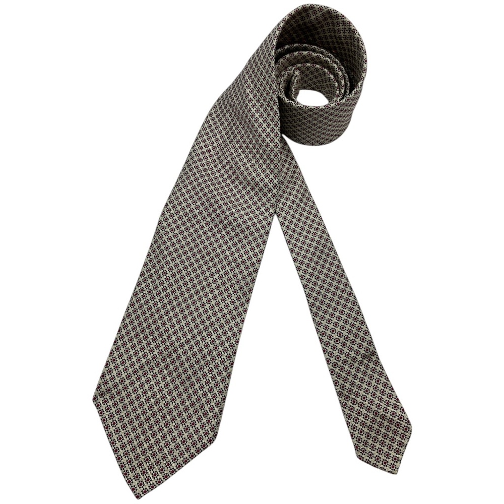 ISAIA UNTIPPED RARE Beige Floral Silk LUXURY Tie HANDMADE ITALY